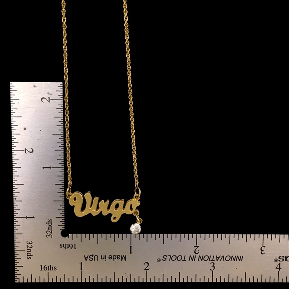 Vintage AVON SP Gold Tone Virgo Pendant with Rhinestone Charm Necklace - Picture 8 of 8